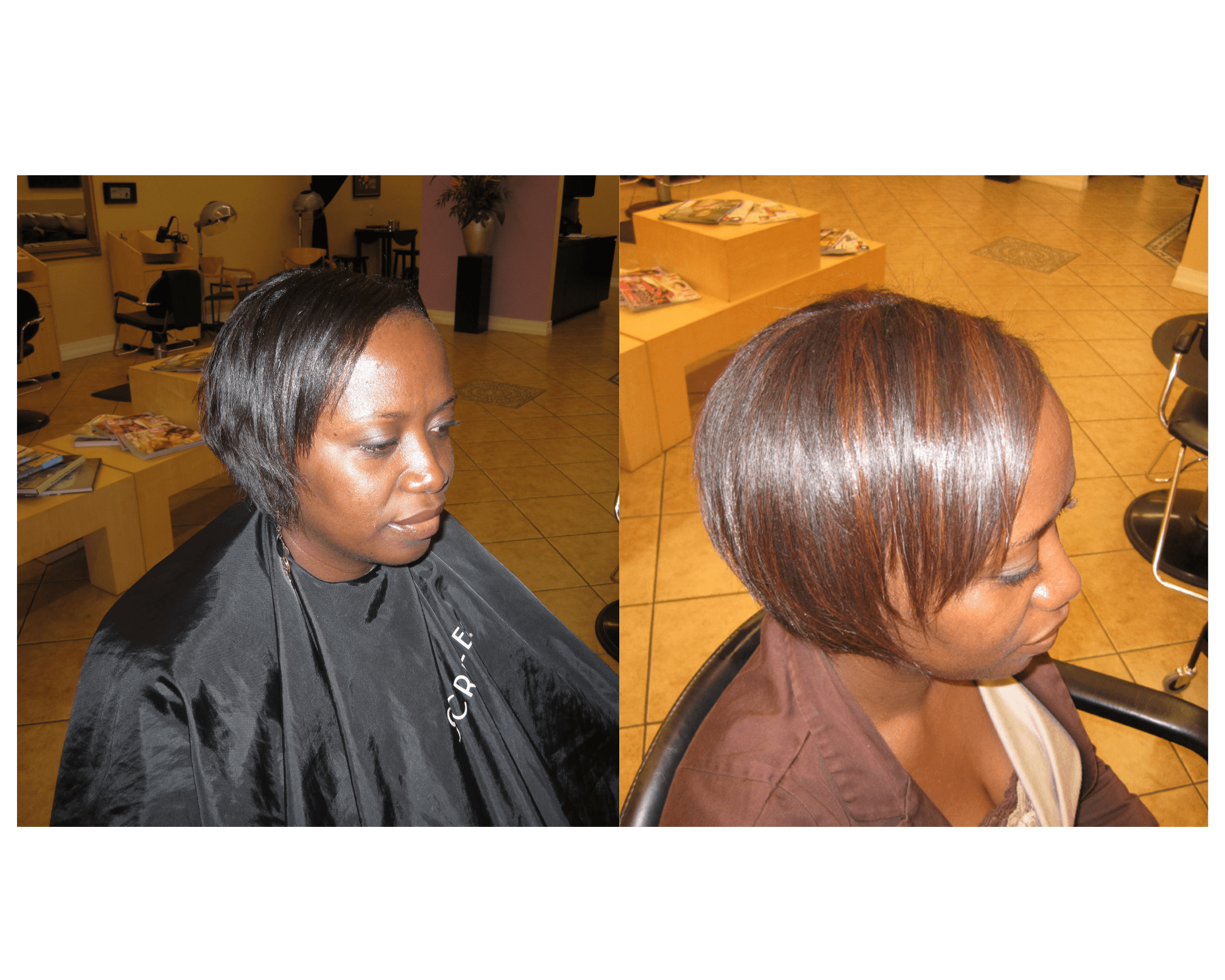 Cut and blowout style transformation by Hair by Beth