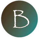 Hair by Beth logo — hand-drawn B in teal and gold